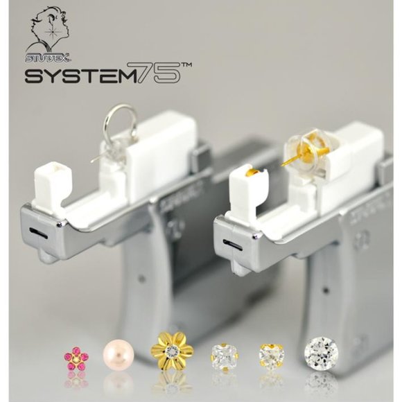 Studex Gold plated 3MM Cubic Zirconia Pink Ear Piercing Earrings - Picture 3 of 5